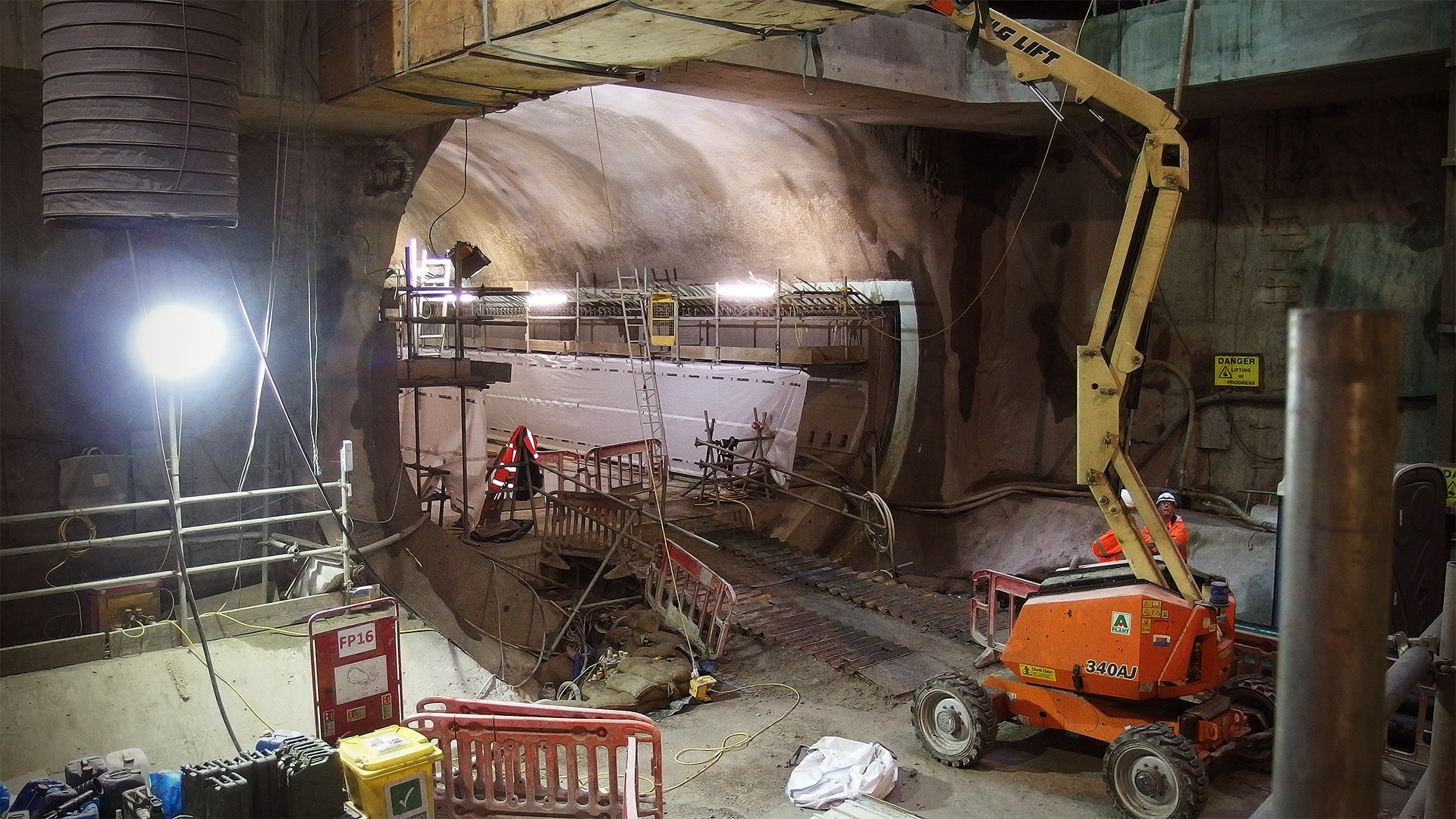 The entrance to a wide tunnel